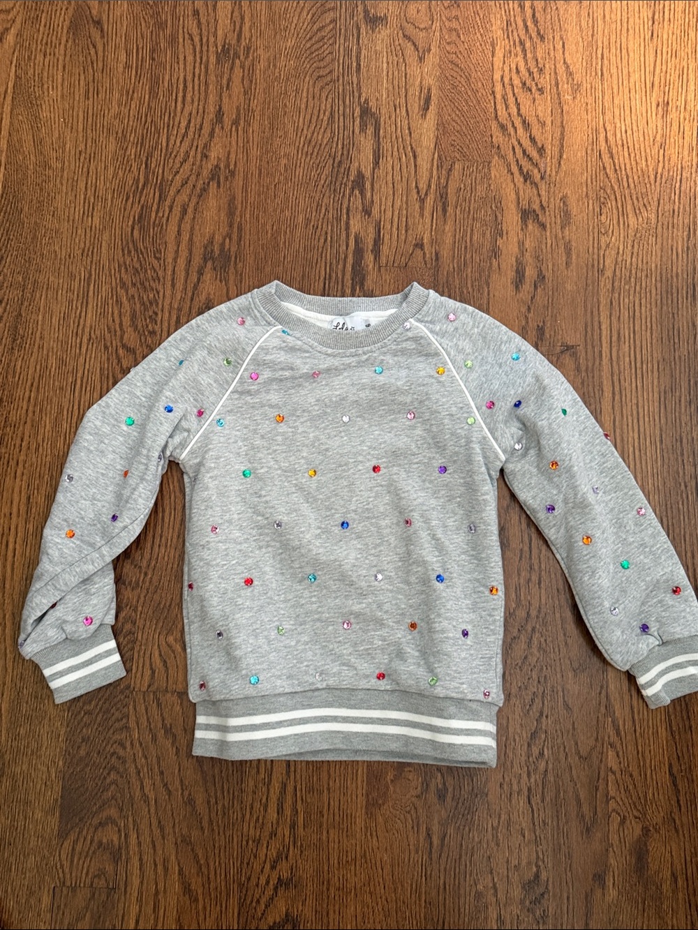 Girls' Gray Sequin Sweatshirt - Cozy Colorful Dot Pullover